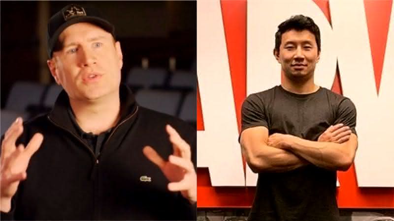 À esquerda, Kevin Feige, presidente da Marvel; à direita, Simu Liu, protagonista de Shang-Chi - YouTube/Instagram