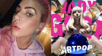 Lady Gaga em clique no Instagram e capa de ARTPOP - Instagram/Divulgação