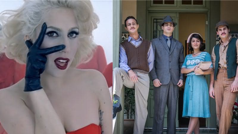 Lady Gaga em Bad Romance e elenco de Éramos Seis - Reprodução/Youtube/Globo