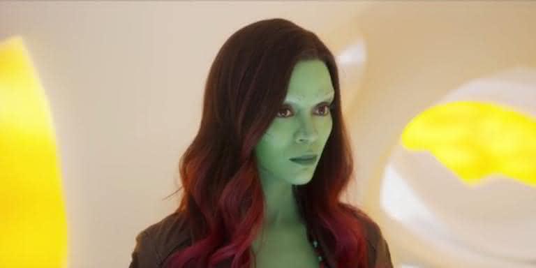 A atriz Zoe Saldana como a personagem Gamora, de 'Guardiões da Galáxia' - Divulgação/Marvel