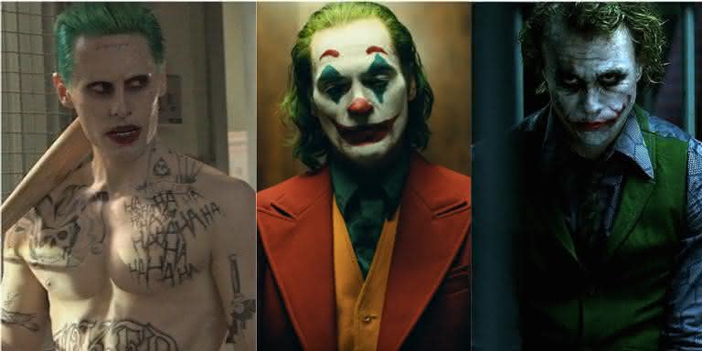 Jared Leto, Joaquin Phoenix e Heath Ledger como o Coringa - Divulgação/Warner Bros Pictures