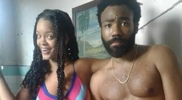 Rihanna e Childish Gambino em filmagens de "Guava Island" - Reprodução Instagram