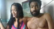 Rihanna e Childish Gambino em filmagens de "Guava Island" - Reprodução Instagram