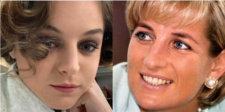 A atriz Emma Corrin e a princesa de Gales, Diana Spencer - Reprodução/Instagram / The Royal Family/Montagem