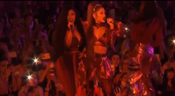 Nicki Minaj e Ariana Grande no festival Coachella. - Reprodução/Coachella