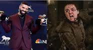 O rapper Drake mandou um 'salve' para Arya Stark de 'Game of Thrones'. - Reprodução/Instagram-Divulgação/HBO