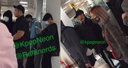 BTS no aeroporto fotografados por um fã. - Reprodução/Twitter