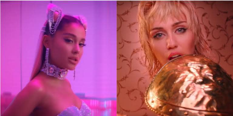 Ariana Grande e Miley Cyrus - Montagem: Reprodução/YouTube