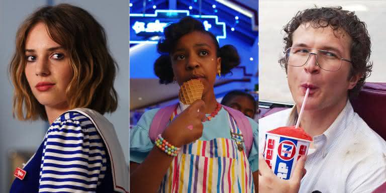 Robin (Maya Hawke), Erica (Priah Ferguson) e (Alec Utgoff) em 'Stranger Things' - Reprodução/Netflix