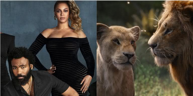 Beyoncé e Donald Glover dublam Nala e Simba em 'O Rei Leão' - Reprodução/Montagem