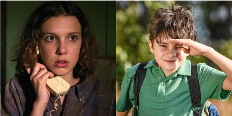 Millie Bobby Brown como Eleven e Kevin Vechiatto como Cebolinha na ficção - Reprodução/Montagem