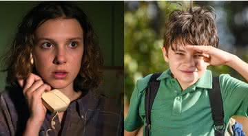 Millie Bobby Brown como Eleven e Kevin Vechiatto como Cebolinha na ficção - Reprodução/Montagem