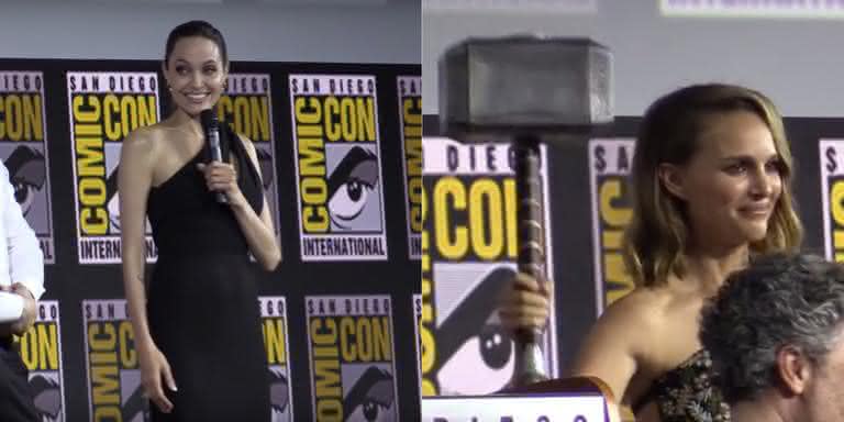 Angelina Jolie, de 'Eternos', e Natalie Portman, de 'Thor', no painel da Marvel na Comic Con de San Diego em 2019 - YouTube