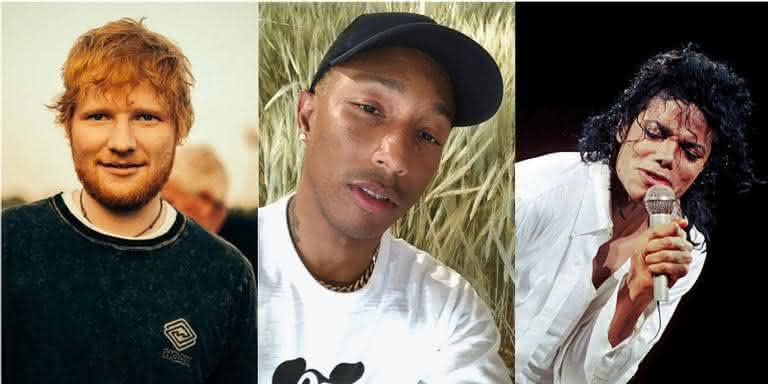 Ed Sheeran, Pharrell e Michael Jackson já foram acusados de plágio no mundo da música e fizeram acordos para sair da situação - Reprodução/Instagram/Montagem