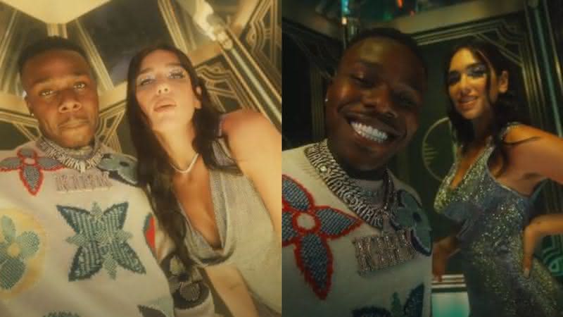 Dua Lipa e DaBaby no clipe de "Levitating" - Reprodução/YouTube