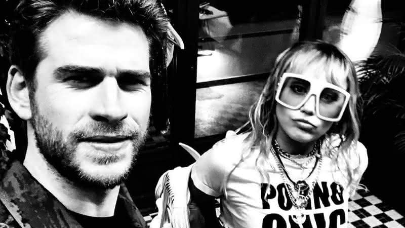 Liam Hemsworth e Miley Cyrus em foto publicada por ele. Crédito: Reprodução/Instagram