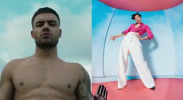 Liam Payne em clipe de Live Forever no YouTube e capa do álbum Fine Line de Harry Styles - YouTube/Divulgação