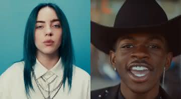 Billie Eilish em Bad Guy e Lil Nas X em Old Town Road (Reprodução/YouTube)