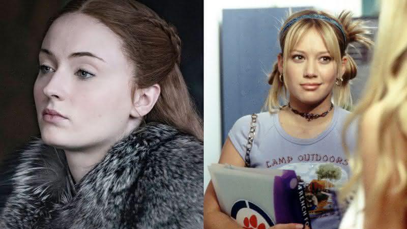 Sophie Turner em Game of Thrones e cena da série original de Lizzie McGuire - HBO/Disney