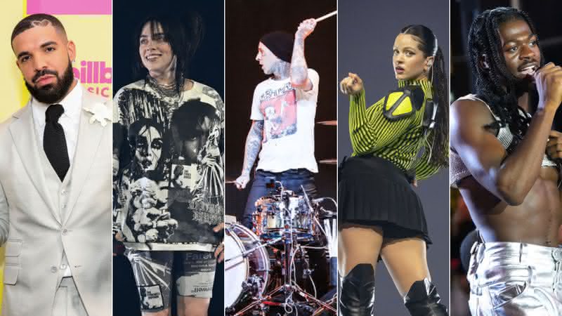 Lollapalooza Brasil 2023 terá Drake, Billie Eilish, Blink 182, Rosalía e Lil Nas X - Divulgação/Getty Images: Rich Fury/Shirlaine Forrest/Emma McIntyre/Ella Hovsepian/Sean Zanni