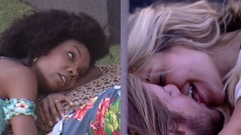 Thelma ao lado de Marcela e Daniel no jardim do BBB20 - Globoplay