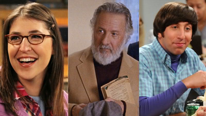 Montagem com Mayim Bialik, Dustin Hoffman  e Simon Helberg - Divulgação/CBS/Netflix