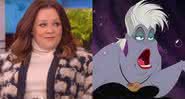 Melissa em entrevista à Ellen DeGeneres e a personagem Úrsula dos desenhos - YouTube/Disney