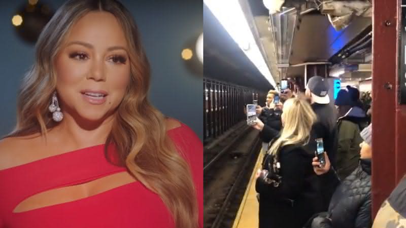 Mariah Carey em documentário da Amazon e os usuários de metrô cantando o hit natalino - YouTube/Twitter