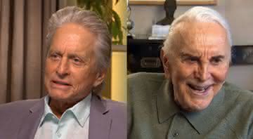 Michael Douglas e seu pai, o ator aposentado Kirk Douglas, ambos em entrevistas no YouTube - YouTube