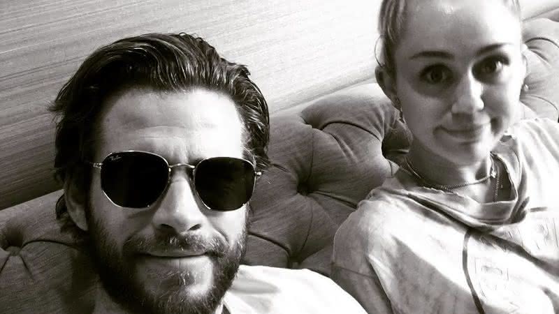 Liam Hemsworth e Miley Cyrus em foto publicada por ele. Crédito: Reprodução/Instagram