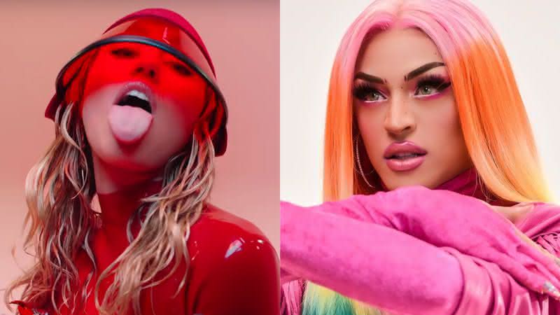 As cantoras Miley Cyrus e Pabllo Vittar. Crédito: Reprodução/YouTube