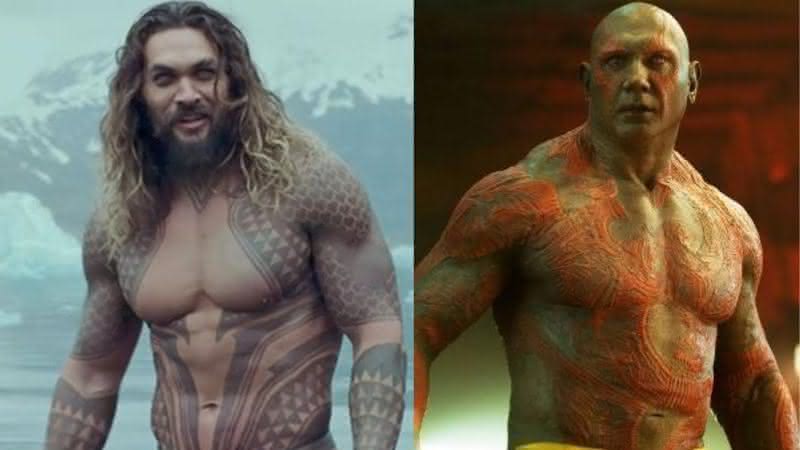 Jason Momoa e Dave Bautista estão trabalhando em novo filme policial - Reprodução/Warner Bros. e Marvel Studios