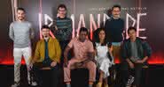 , , Lee Taylor, Pedro Morelli, Pedro Wagner, Seu Jorge, Naruna Costa, Danilo Grangheia e Wesley Guimarães na coletiva de imprensa de Irmandade, em São Paulo. - Helena Yoshioka/Netflix