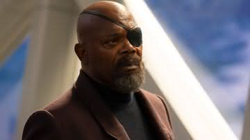 Nick Fury (Samuel L. Jackson) em cena de "As Marvels", que fará conexão com "Invasão Secreta" - Reprodução/Marvel Studios