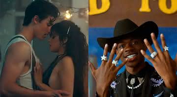 Trecho dos clipes de Señorita e de Old Town Road (Reprodução/YouTube)