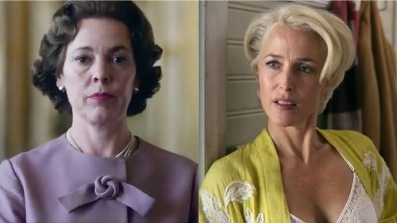 Olivia Colman em The Crown e Gillian Anderson - Netflix