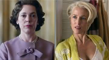 Olivia Colman em The Crown e Gillian Anderson - Netflix