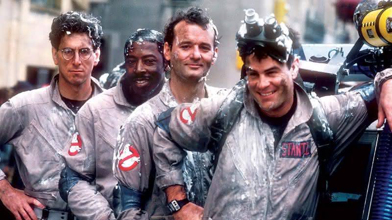 Harold Ramis, Ernie Hudson, Bill Murray e Dan Aykroyd em Os Caça-Fantasmas (1984) - Divulgação