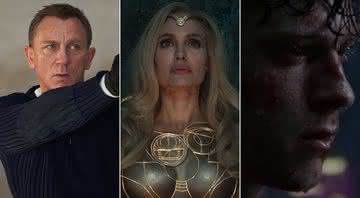 "007 - Sem Tempo Para Morrer", "Eternos" e "Homem-Aranha: Sem Volta Para Casa" estão entre os melhores filmes de 2021 - Divulgação/Universal Pictures/Marvel Studios/Sony Pictures