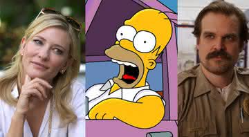 Cate Blanchett em Blue Jasmine, Homer Simpson e David Harbour Stranger Things - Sony Picturs/Fox/Netflix