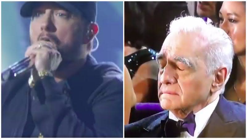 Eminem performou a música tema de 8 Mile: Rua das Ilusões, que lhe rendeu a estatueta de Melhor Música Original em 2003 - Reprodução/Rede Globo