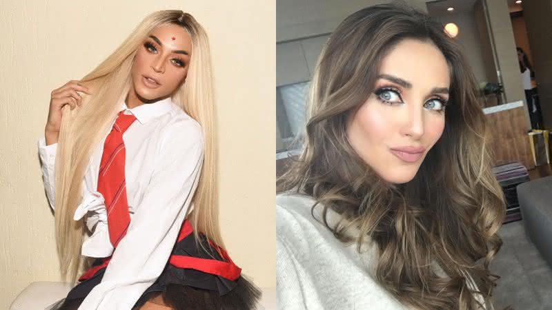 Pabllo Vittar vestida de Mia Colucci  e Anahí, que interpretou a personagem na novela mexicana - Reprodução/Instagram