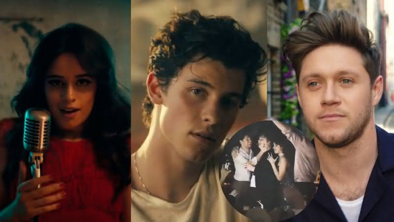 Camila Cabello, Shawn Mendes e Niall Horan em clipes no YouTube e flagra da festa - YouTube/Instagram