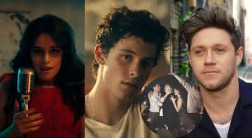 Camila Cabello, Shawn Mendes e Niall Horan em clipes no YouTube e flagra da festa - YouTube/Instagram