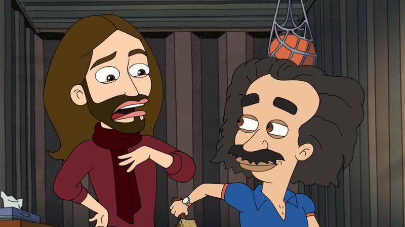 A versão animada de Jonathan van Ness, de Queer Eye, e um personagem de Big Mouth - Reprodução/YouTube