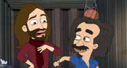 A versão animada de Jonathan van Ness, de Queer Eye, e um personagem de Big Mouth - Reprodução/YouTube