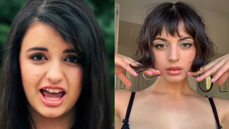 Rebecca Black no clipe de Friday, em 2011, e atualmente - Reorodução/Youtube/Instagram