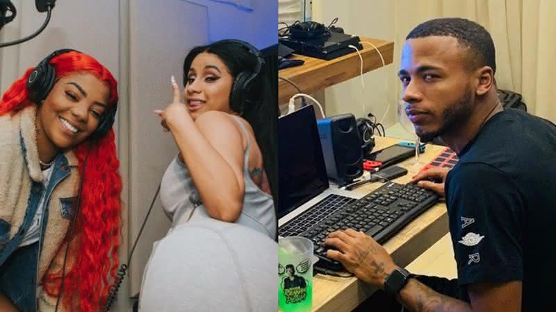 Cardi B junto de Ludmilla em estúdio de gravação e o DJ Rennan da Penha - Instagram