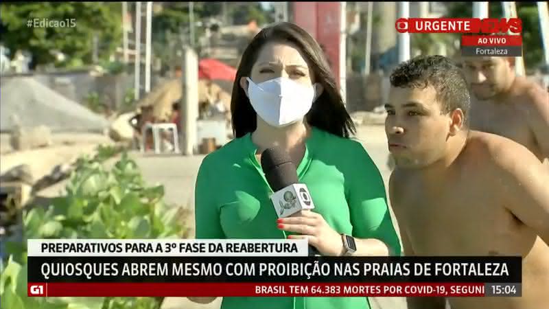 Homem invadiu reportagem de Wânyffer Monteiro - Reprodução/GloboNews