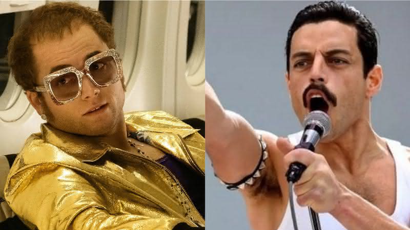 Cenas de Rocketman e Bohemian Rhapsody - Divulgação/Paramount Pictures/Fox Film do Brasil